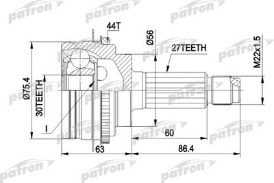 Шарнирный комплект, приводной вал PATRON PCV1084 для SUBARU LEGACY