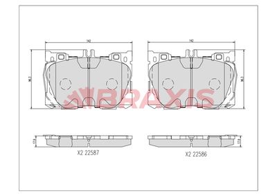 BRAXIS AA0726 Тормозные колодки и сигнализаторы  для MERCEDES-BENZ E-CLASS T-Model (S213) E 300 de 4-matic (213.211)