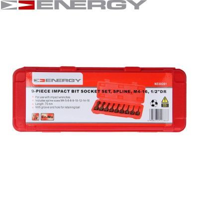 ENERGY - Súprava rázových nadstavcov SPLINE 1/2", 9ks