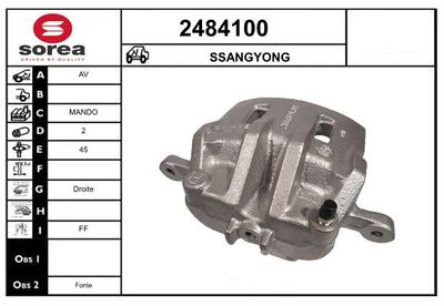 EAI 2484100 Тормозной суппорт  для SSANGYONG  (Сан-янг Родиус)