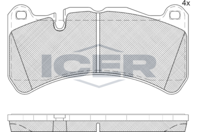 комплект спирачно феродо, дискови спирачки ICER 182260