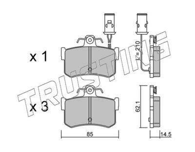 TRUSTING 707.0 Тормозные колодки и сигнализаторы для HONDA LEGEND I купе (KA_) 2.7 i 24V (KA3)
