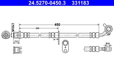 ATE 24.5270-0450.3 Тормозной шланг  для HONDA (Хонда)