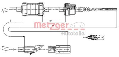 Трос, управление сцеплением METZGER 412.11 для LANCIA Y