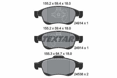 Комплект тормозных колодок, дисковый тормоз TEXTAR 2491401 для RENAULT ARKANA