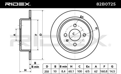 спирачен диск RIDEX 82B0725