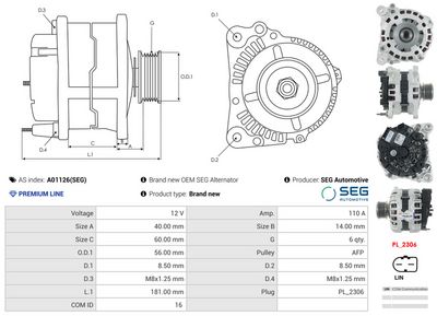GENERATOR / ALTERNATOR AS-PL A01126SEG 4