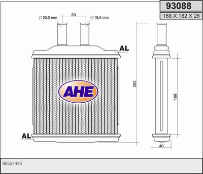 AHE 93088 Радиатор печки  для CHEVROLET NUBIRA (Шевроле Нубира)