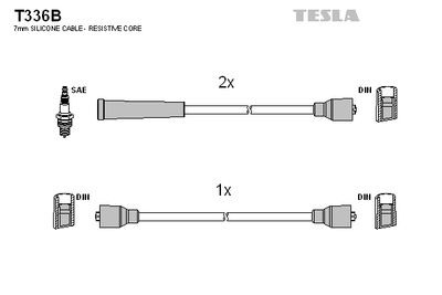 Комплект проводов зажигания TESLA T336B для FSO 126P