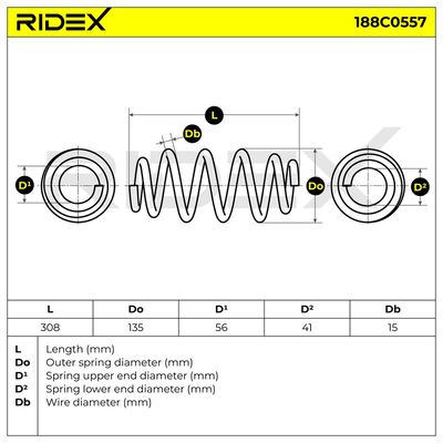 пружина за ходовата част RIDEX 188C0557