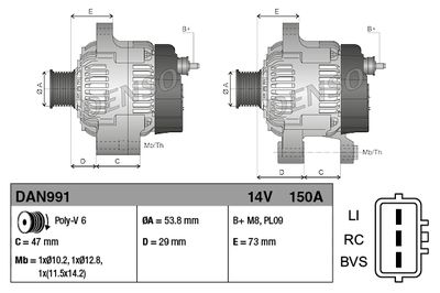 GENERATOR / ALTERNATOR DENSO DAN991 2