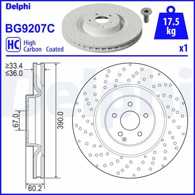Tarcza hamulcowa DELPHI BG9207C