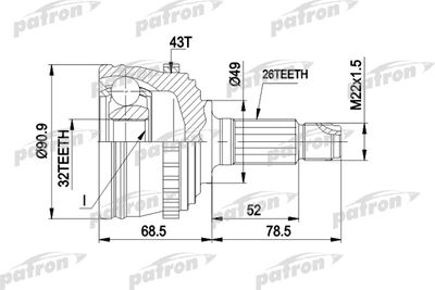 PATRON PCV1383 ШРУС  для ROVER 200 (Ровер 200)