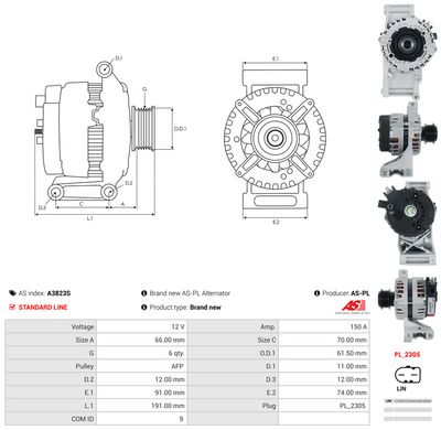 GENERATOR / ALTERNATOR AS-PL A3823S 4