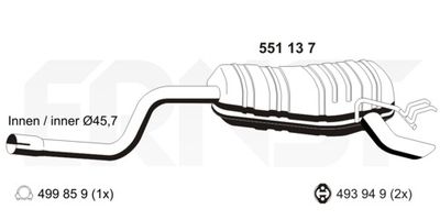 Глушитель выхлопных газов конечный ERNST 551137 для FIAT IDEA