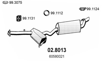 ASSO 02.8013 Глушитель выхлопных газов  для ALFA ROMEO 155 (167_) 2.5 TD (167.A1A, 167.A1G)