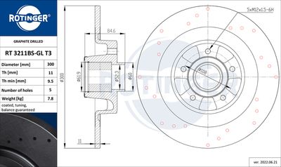спирачен диск ROTINGER RT 3211BS-GL T3