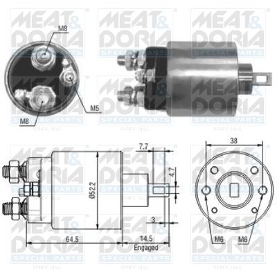 Тяговое реле, стартер MEAT & DORIA 46166 для FIAT SCUDO