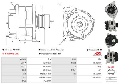 GENERATOR / ALTERNATOR AS-PL A9437S 4