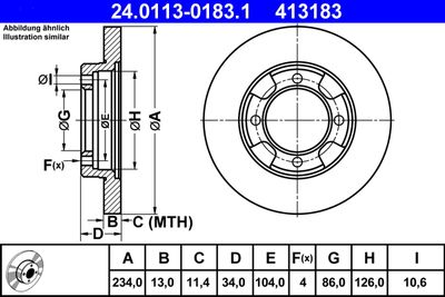 Тормозной диск ATE 24.0113-0183.1 для MITSUBISHI COLT