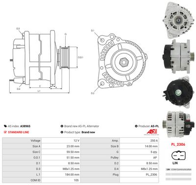 GENERATOR / ALTERNATOR AS-PL A3896S 4