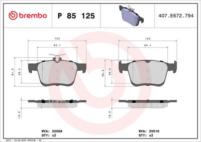 Brake Pad Set, disc brake P 85 125