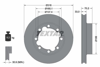 Тормозной диск TEXTAR 92332400 для CHEVROLET K2500