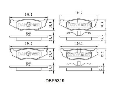 Комплект тормозных колодок, дисковый тормоз DANAHER DBP5319 для CHRYSLER VISION
