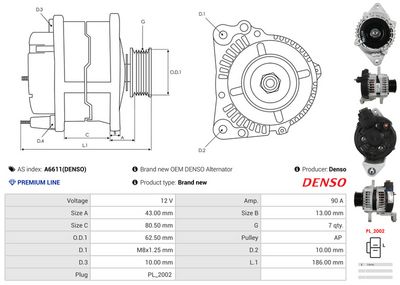 GENERATOR / ALTERNATOR AS-PL A6611DENSO 4