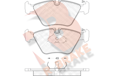 R BRAKE RB0883 Тормозные колодки и сигнализаторы  для JAGUAR XJSC (Ягуар Xжск)