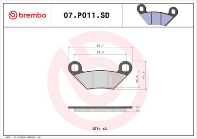 Komplet kočnih obloga, disk kočnica BREMBO PRIME - Sinter - SD 07PO11SD