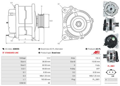 GENERATOR / ALTERNATOR AS-PL A0859S 4