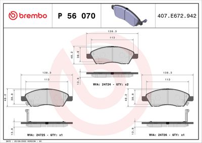 Brake Pad Set, disc brake P 56 070