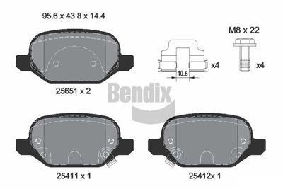 Комплект тормозных колодок, дисковый тормоз BENDIX Braking BPD1345 для FIAT PANDA