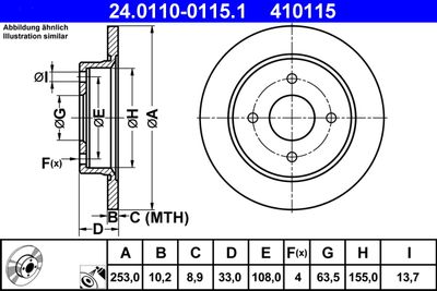 Тормозной диск ATE 24.0110-0115.1 для FORD SIERRA