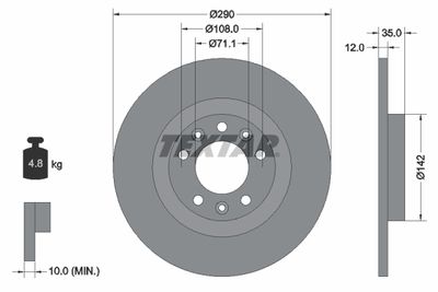 Тормозной диск TEXTAR 92267303 для PEUGEOT TRAVELLER
