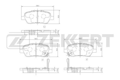 Комплект тормозных колодок, дисковый тормоз ZEKKERT BS-1555 для HONDA (GAC) ODYSSEY