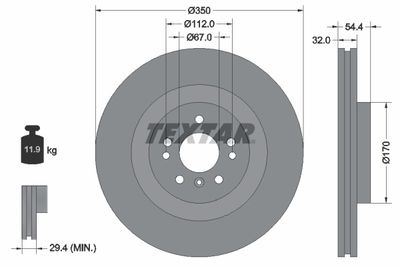 Тормозной диск TEXTAR 92284205 для MERCEDES-BENZ GLE