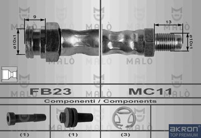 Тормозной шланг AKRON-MALÒ 8563 для FIAT SEICENTO