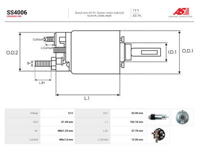 Elektromagnetický spínač, startér AS-PL SS4006