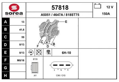 Генератор EAI 57818 для NISSAN NOTE