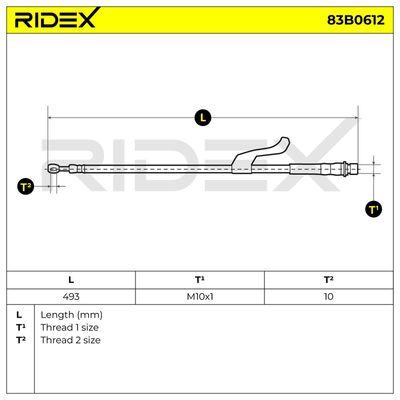 спирачен маркуч RIDEX 83B0612