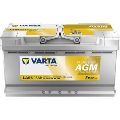 Batterij VARTA 12V 95Ah (EN) PROFESSIONAL DUAL PURPOSE AGM R+ Standaard terminal 353x175x190mm, B13 - montageflens 10,5 mm agm/tweeledig doel