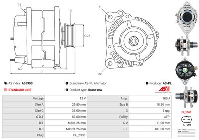 GENERATOR / ALTERNATOR AS-PL A6599S 4