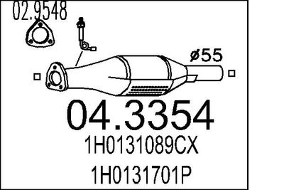 MTS 04.3354 Катализатор для VW PASSAT B3/B4 Variant (3A5, 35I)