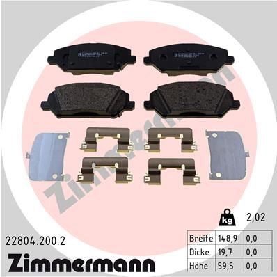 Комплект тормозных колодок, дисковый тормоз ZIMMERMANN 22804.200.2 для KIA XCEED
