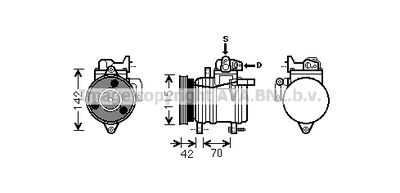 Компрессор, кондиционер AVA QUALITY COOLING KAK121 для HYUNDAI i10