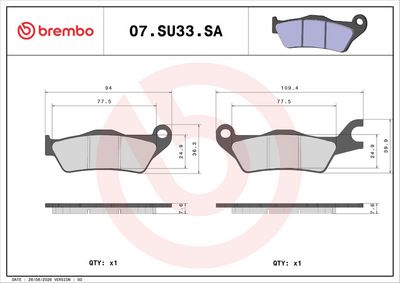 Set placute frana BREMBO 07SU33SA