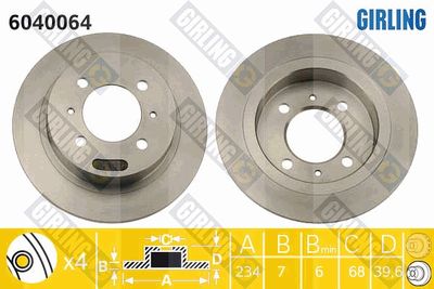 GIRLING 6040064 Тормозные диски  для NISSAN SUNNY III Hatchback (N14) 2.0 D