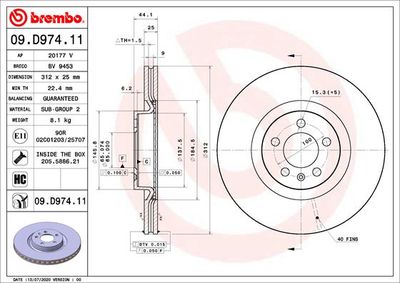 BREMBO Bremsscheibe PRIME LINE - UV Coated (09.D974.11)